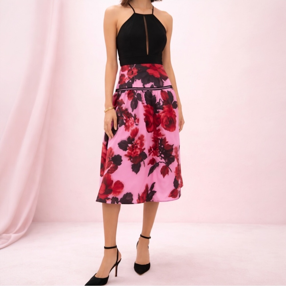 Tuckernuck Jacquard Joss Midi Dress Sz M Cerise Begonia Blossom Eyelet Lace NWT - Picture 2 of 16